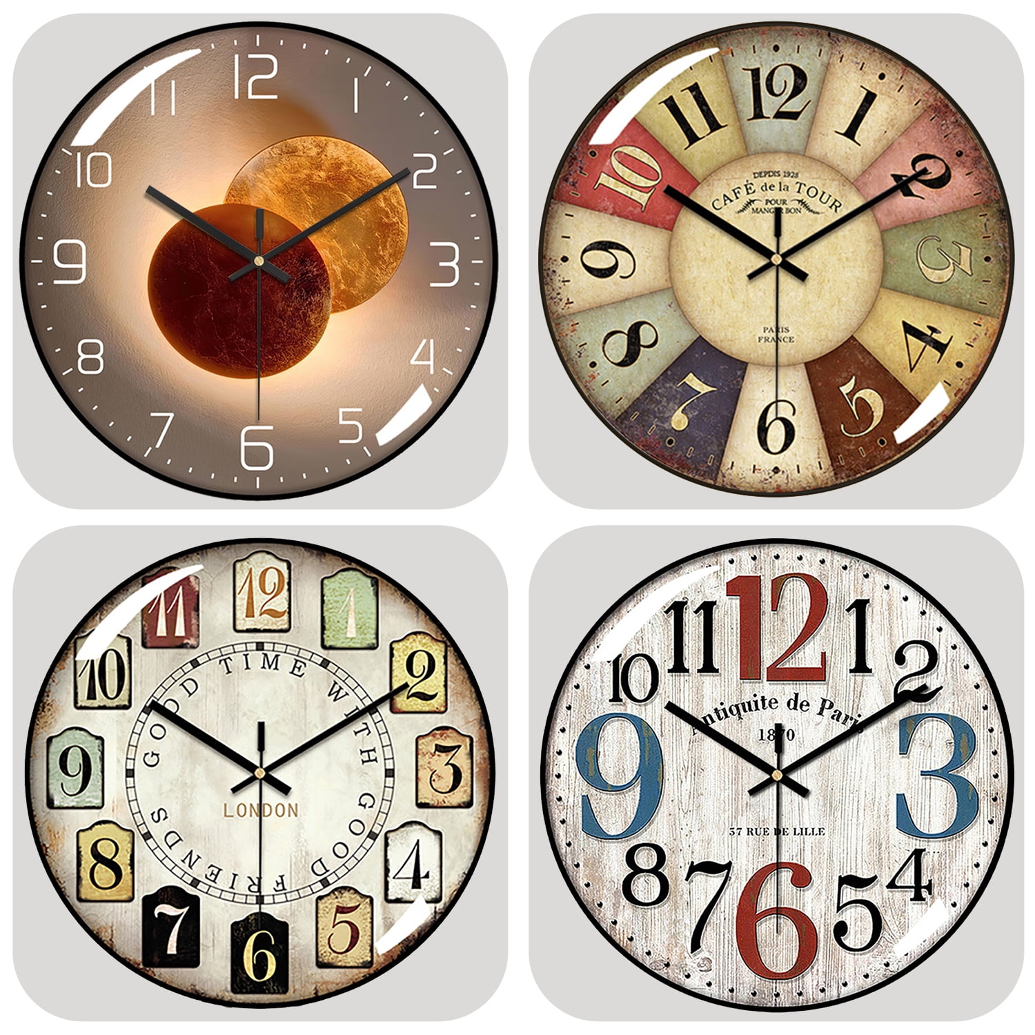 1st owned Large Wall Clock, Metal Retro Roman Numeral Clock, Modern Round  Silent Wall Clocks, Easy to Read for Living