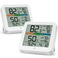 thumbnail image 1 of VOCOO 2 Pack Indoor Thermometer Room Temperature Home Hygrometer Humidity Gauge, Accurate with Calibration, Backlight, Air Comfort Indicator, 24H Max Min Records, Time, Date(AAA Batteries Included), 1 of 8