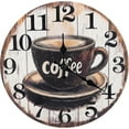 thumbnail image 1 of VOCOO 8'' Coffee Round Wall Clocks, Wooden Silent Non Ticking Industrial Analog Clock for Kitchen Home Office Bedrooms (with Hook), 1 of 7