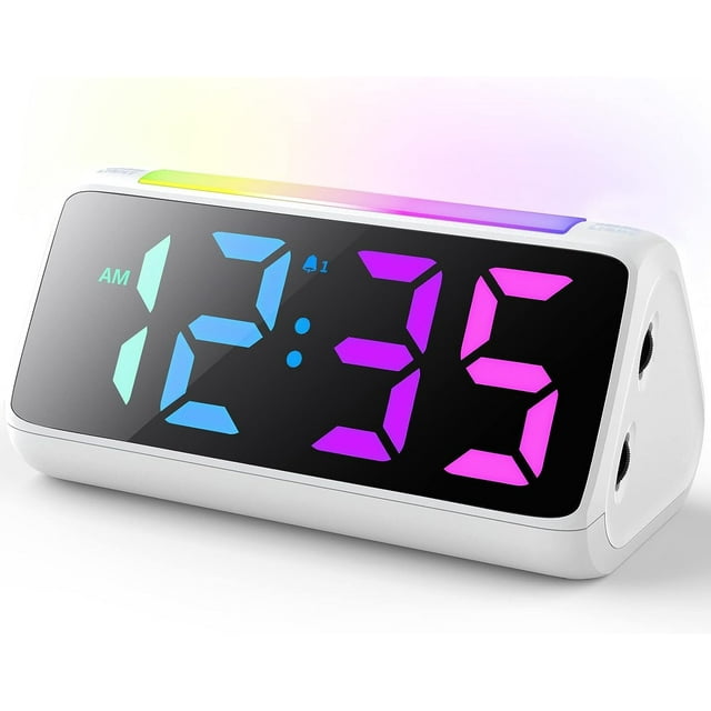 VOCOO Digital Alarm Clock for Bedrooms, RGB Colorful Display with