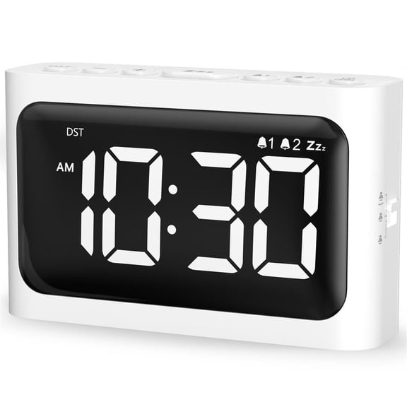 VOCOO Digital Alarm Clock with DST Function, Dual Alarms, Snooze Mode, Full Dimmer, 3-Level Volume, 12/24Hr Time Display Compact and Stylish Design
