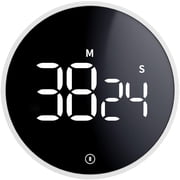 VOCOO Digital Kitchen Timer, Magnetic Rotating Countdown Countup Timer with Large LED Display, Adjustable Volume Loud Alarm for Cooking Classroom Study Office - GreyBattery Included