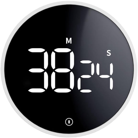 VOCOO Digital Kitchen Timer, Magnetic Rotating Countdown Countup Timer with Large LED Display, Adjustable Volume Loud Alarm for Cooking Classroom Study Office - Grey(Battery Included)