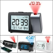 VOCOO Digital Projection Alarm Clock, Black LCD Desk Clock with 180  Swivel Projector, Projection on Ceiling Wall,Ideal for Bedroom, Office, and Travel