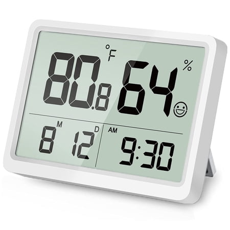 VOCOO Digital Indoor Thermometer Hygrometer with Temp & Humidity Monitor, Large LCD Display, White