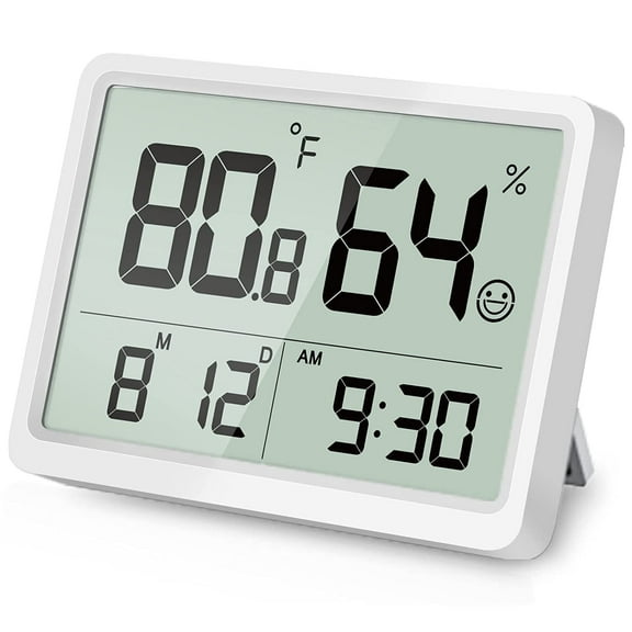 VOCOO Digital Indoor Thermometer Hygrometer with Temp & Humidity Monitor, Large LCD Display, White