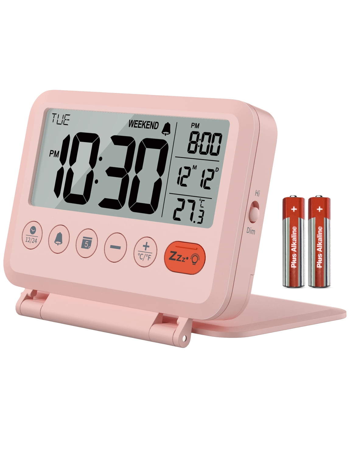 Digital Travel Alarm Clock With Temperature Display - Foldable, Compact Design With Timer