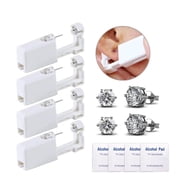 VOCOO Disposable Ear Piercing Kit with Studs for Ears, Nose, and Lips, Set of 4, White