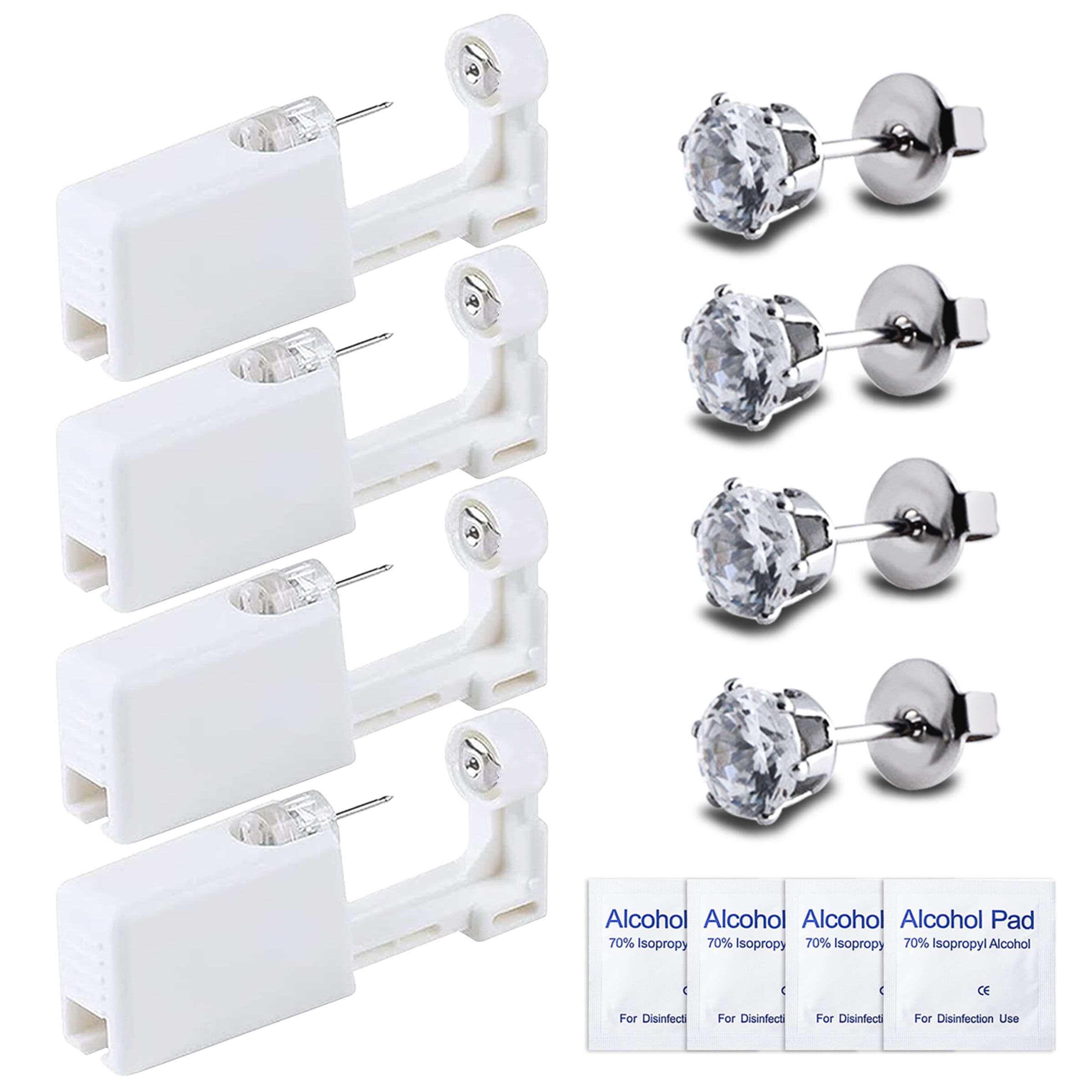 VOCOO Disposable Ear Piercing Kit, SET of 4 Self Ear Piercing Kit with Ear Studs for Ears, Nose