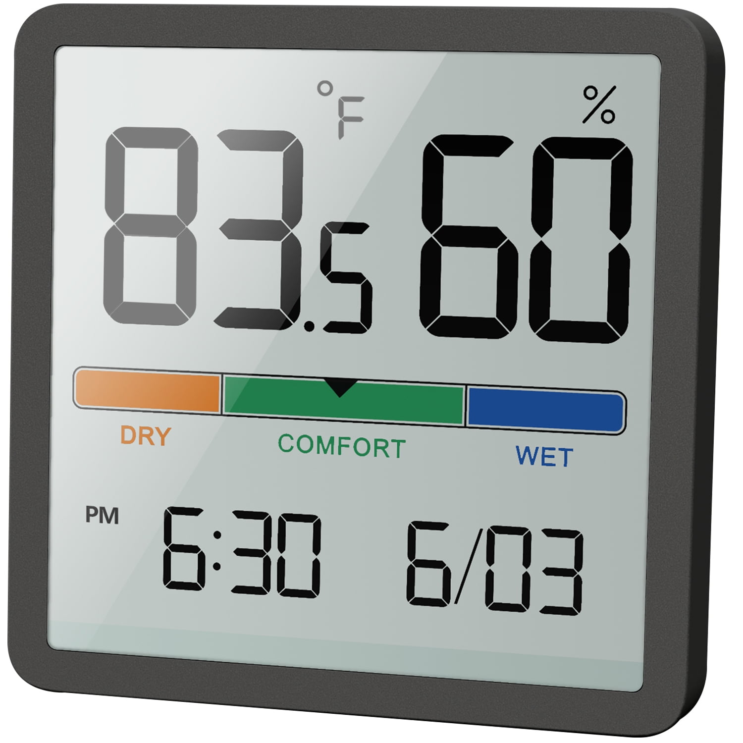 VOCOO Humidity Gauge Indoor Thermometer - Digital Indoor Humidity Sensor  Room Thermometer with Time Date Display, Accurate Hygrometer Temp Meter for Home  Greenhouse Wine Cellar Black 