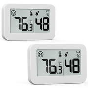 VOCOO Indoor Digital Hygrometer Thermometer, Mini Temperature Humidity Room Monitor Tabletop/Wall-mountable/Magnet-mountable White 2Packs