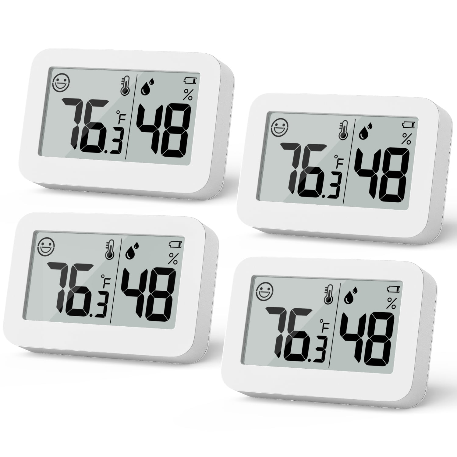 VOCOO Indoor Digital Hygrometer Thermometer, Mini Room Monitor, White