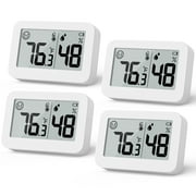 VOCOO Indoor Digital Hygrometer Thermometer, Mini Temperature Humidity Room Monitor Tabletop/Wall-mountable/Magnet-mountable White 4Packs