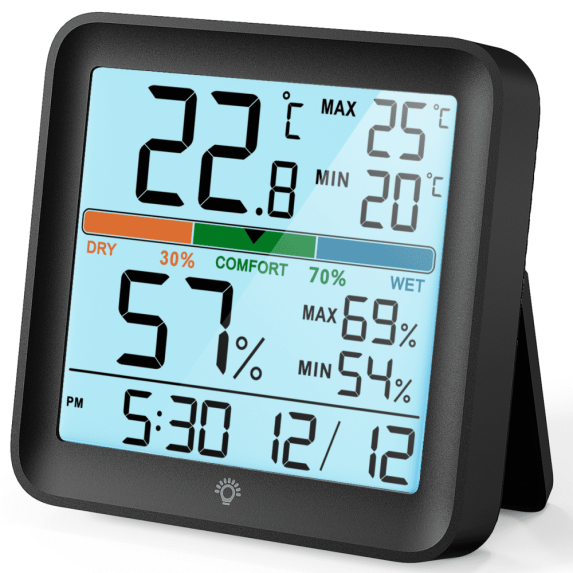 VOCOO Indoor LCD Digital Thermometer Hygrometer Temperature Humidity Meter Sensor Gauge Weather Station For Home Office Clock
