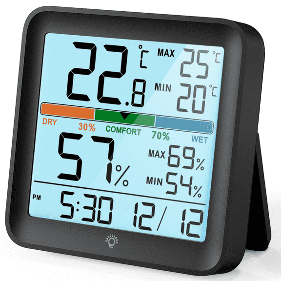 VOCOO Indoor LCD Digital Thermometer Hygrometer Temperature Humidity Meter Sensor Gauge Weather Station For Home Office Clock
