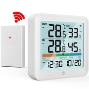 VOCOO Wireless Indoor Outdoor Thermometer Weather Station Hygrometer with Backlight, LCD Display,  /  Switch