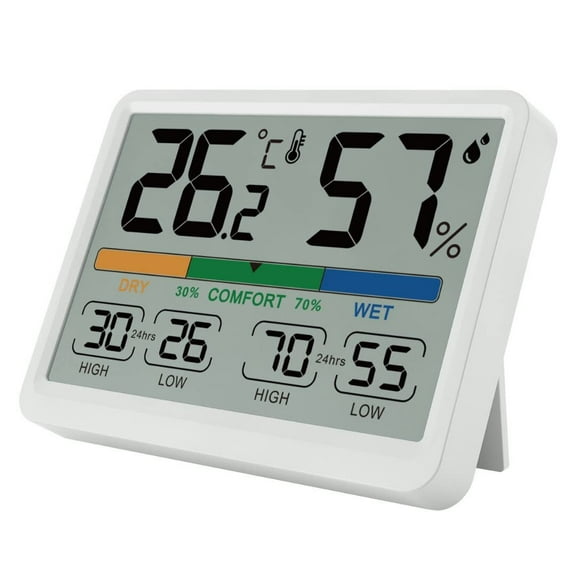 VOCOO Indoor Thermometer Hygrometer Humidity Meter, Room Temperature Humidity Monitor Gauge with High/Low Temperature Humidity Display, ˚F/℃ Switch, White
