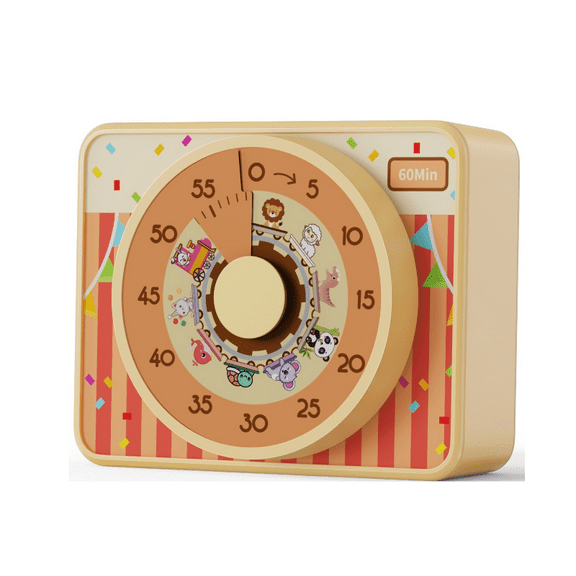 VOCOO Kids Visual Timer for Classroom - 60-Minute Countdown for Kitchen Cooking Office, Strong Magnet, Silent Time Management Tool, Cute Animal Pattern Timer