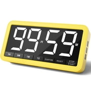 VOCOO Digital Kitchen Timer, 7.8  LED Display, Magnetic, Adjustable Brightness, 4 Alarms, Countdown/Countup, Yellow