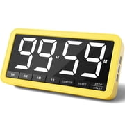VOCOO Digital Kitchen Timer, 7.8  LED Display, Magnetic, Adjustable Brightness, 4 Alarms, Countdown/Countup, Yellow