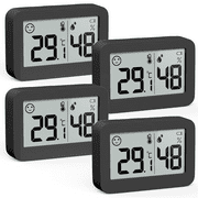 VOCOO Mini Digital Thermohygrometer,Temperature Humidity Monitor with LCD Display for Bedroom, Baby Room, Warehouse, Cellar, Black 4-Pack