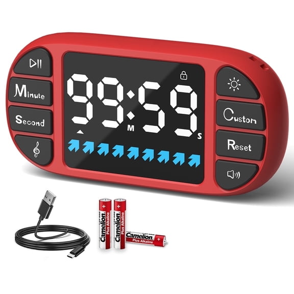 VOCOO New Digital Timer Kitchen Tools Countdown Count Up Magnetic Timer 3.6inch LED Display Multifunctional Timer, Batteries Included