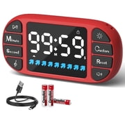 VOCOO Digital Timer Kitchen Tools Countdown Count Up Magnetic Timer 3.6inch LED Display Multifunctional Timer, Batteries Included