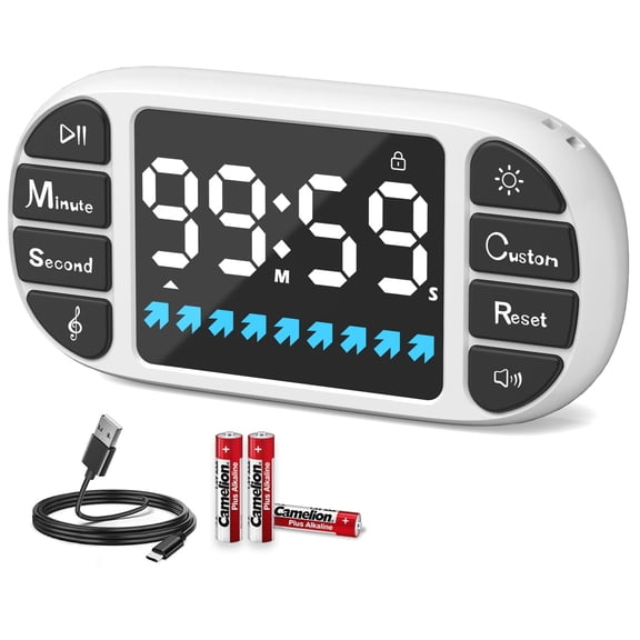 VOCOO New Digital Timer Kitchen Tools Countdown Timer Magnetic Count up Timer 3.6inch LED Display Multifunctional Kitchen Timer For Kids, Classroom, Home, Cooking With Batteries