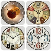 VOCOO Retro Wall Clock Glass Silent Classic Clock, 12 Inch Large Round Quartz Clock Battery Operated Non Ticking Easy to Read for Bedroom Living Room Kitchen Home Office