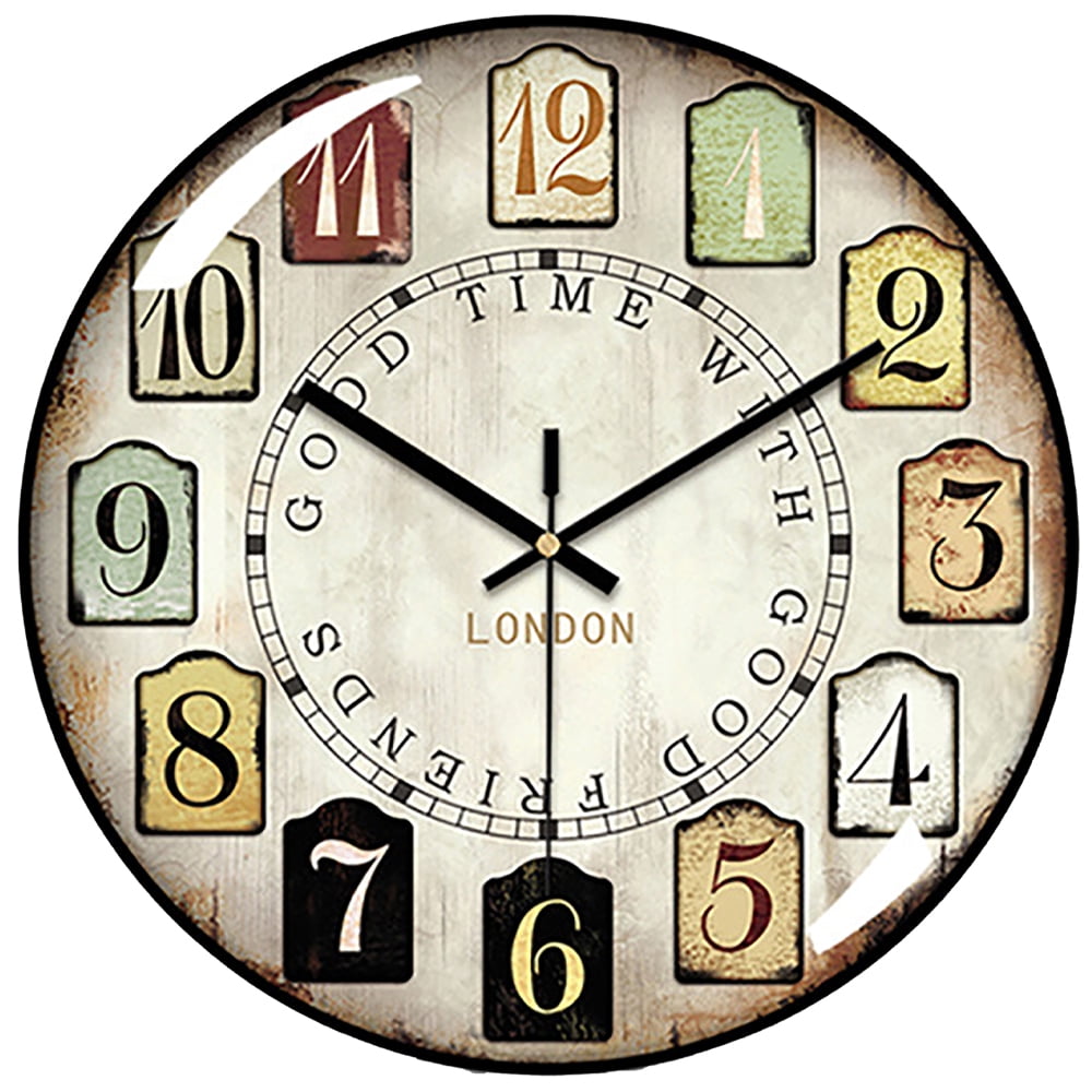 VOCOO Retro Wall Clock Glass Silent Classic Clock, 12 Inch Large Round