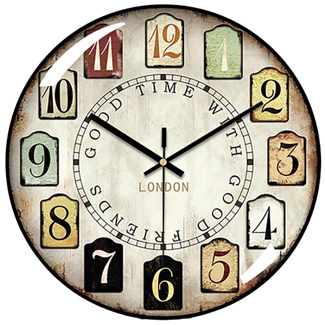 VOCOO Retro Wall Clock Glass Silent Classic Clock, 12 Inch Large Round