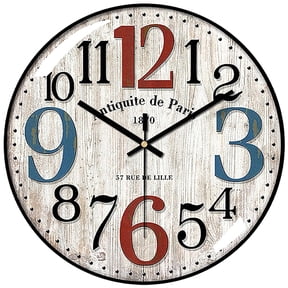 VOCOO Glass Silent Classic Retro Wall Clock , 12 Inch Large Round Quartz Clock Battery Operated Non Ticking Easy to Read Decoration for Bedroom Living Room Kitchen Home Office