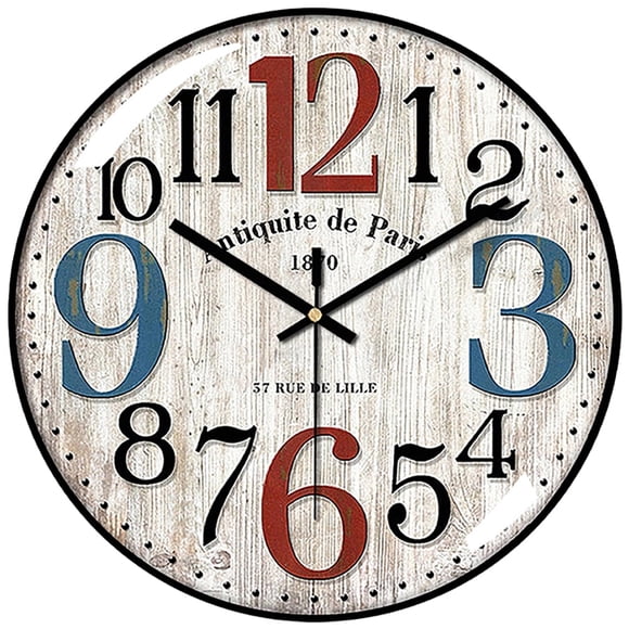VOCOO Glass Silent Classic Retro Wall Clock , 12 Inch Large Round Quartz Clock Battery Operated Non Ticking Easy to Read Decoration for Bedroom Living Room Kitchen Home Office