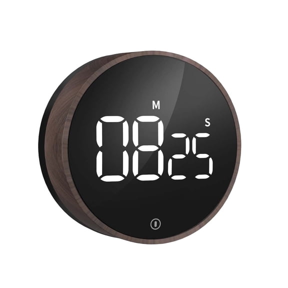 VOCOO Round Digital Timer, Magnetic Countdown Timer with Large LED Display, 3 Alarm Modes, Memory Function for Kitchen Cooking Classroom Gym - Wood Grain(Battery Included)