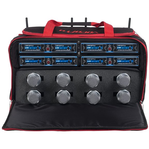 VOCOPRO UDH-CHOIR-8-MIB Eight Channel Wireless Handheld Microphone System In A Bag ( Pack of 2 )