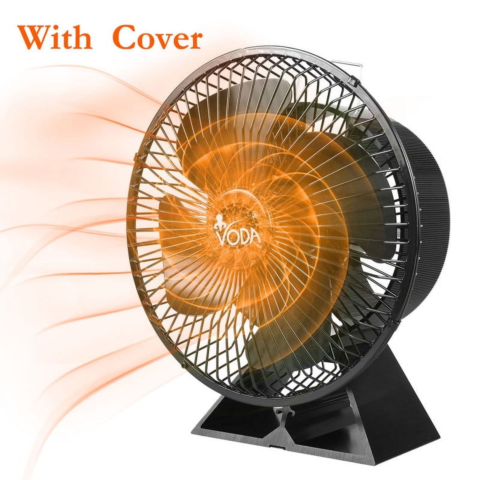 VODA Wood Stove Fan Heat Powered Fan 4 Blades for Wood Burning Stove