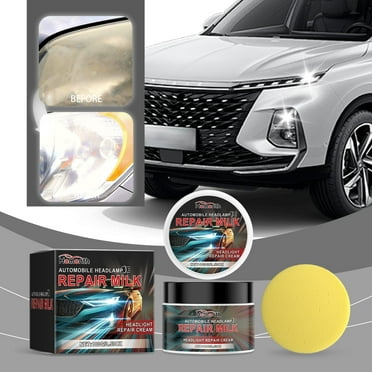 Headlight Scratch Repair Paste, 100g Quick Effect Cleaner for Restoring Brightness, Easy DIY Headlight Refurbishment with Protective Layer, Includes Sponge