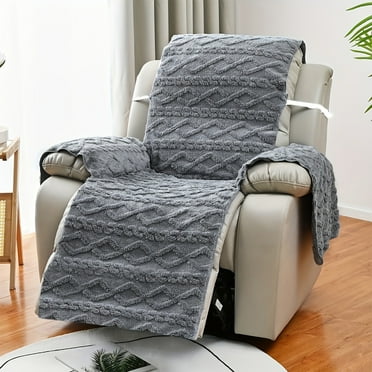 Recliner Cover, Sofa Slipcover for 1 Seat - Velvet Recliner Chair Cover Plush Recliner Sofa Covers Non-slip Recliner Sofa Covers Sofa Furniture Protector with Elastic Straps on Clearance