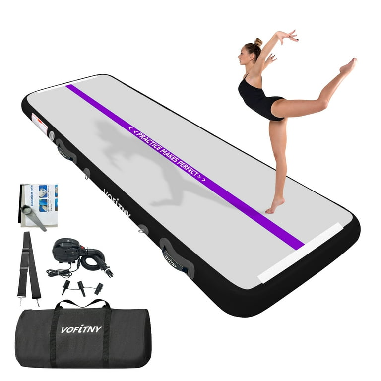 VOFiTNY 4 In Thick Gymnastics Mats 6.6 Ft x 3.3 Ft Black with Electric Air Pump