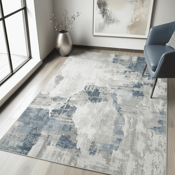 VOGGES Washable Abstract Area Rug 5’x7’, Large Soft Rugs for Living Room 5x7 Modern Carpet for Bedroom Dining Room Non-Slip Stain Resistant