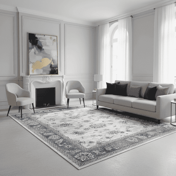 VOGGES Washable Boho Area Rug 8’x10’, Large Soft Rugs for Living Room 8x10 Vintage Carpet for Bedroom Dining Room Non-Slip Stain Resistant