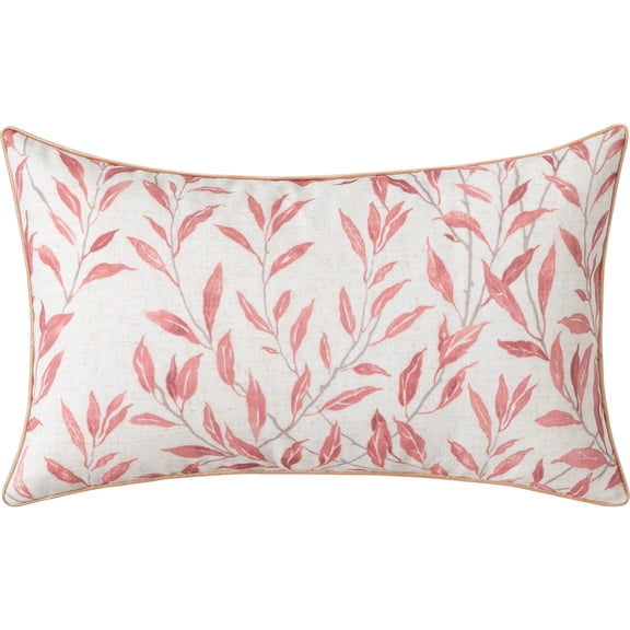 VOGOL 12x20 inch Decorative Pillow Covers, Farmhouse Pink Leaves Pattern Throw Pillowcases, Lumbar Cushion Covers for Living Room Sofa Chair