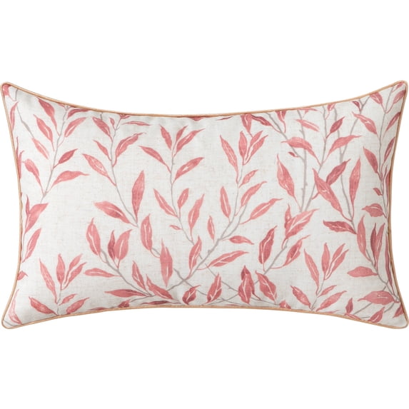 VOGOL 12x20 inch Decorative Pillow Covers, Farmhouse Pink Leaves Pattern Throw Pillowcases, Lumbar Cushion Covers for Living Room Sofa Chair