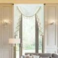 thumbnail image 1 of VOGOL Beige Sheer Voile Valance - Waterfall Swag with Beaded Fringe, 39" Wide Bohemian Curtain for Bedroom & Living Room Windows, 1 of 7