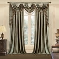 thumbnail image 1 of VOGOL Brown Velvet Waterfall Valance & Curtains Set, Thermal Insulated Drapes 60x96 Inches, Set of 3, 1 of 7