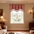 thumbnail image 1 of VOGOL Burgundy Luxury Damask Valance with Tassel Beads, 52x18 inch Rod Pocket Curtain, Classic Decorative Window Valance for Dining Room or Bedroom, 1 of 6