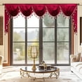 thumbnail image 1 of VOGOL Burgundy Swag Valances for Kitchen Window, Luxury Velvet Waterfall Valance with Bead Tassels, Light Filtering Decorative Curtains for Nursery, 138" x 43", 1 Panel, 1 of 7