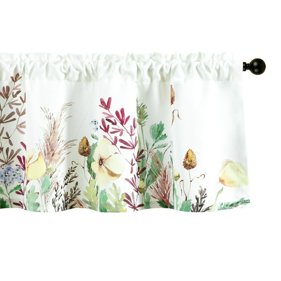 VOGOL Colorful Leaves Valance, Linen Textured Rod Pocket Curtain 52x18 Inches for Bedroom