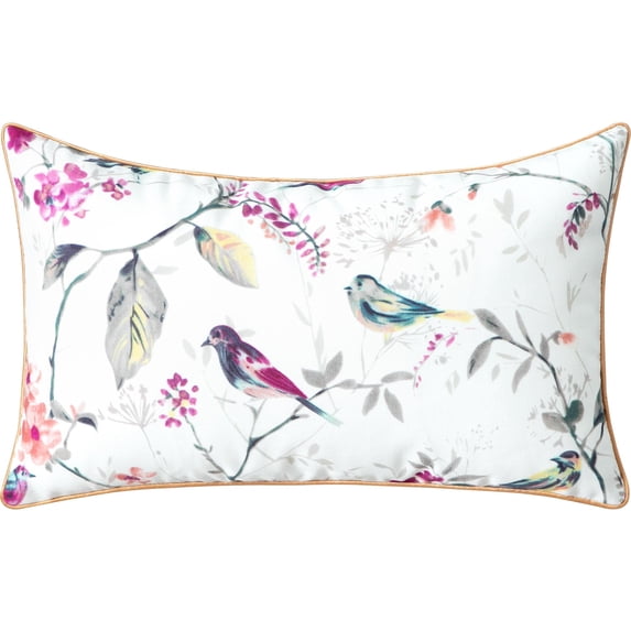 VOGOL Decorative Pillowcase for Bedroom, Farmhouse Purple Bird Lumbar Pillow Cover for Bed Chair, 12 x 20 inches