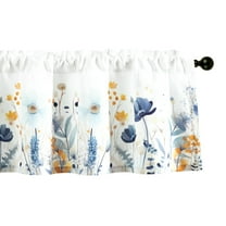 VOGOL Farmhouse Flower Valance, Faux Linen Light Filtering Curtain 52x18 Inches for Nursery